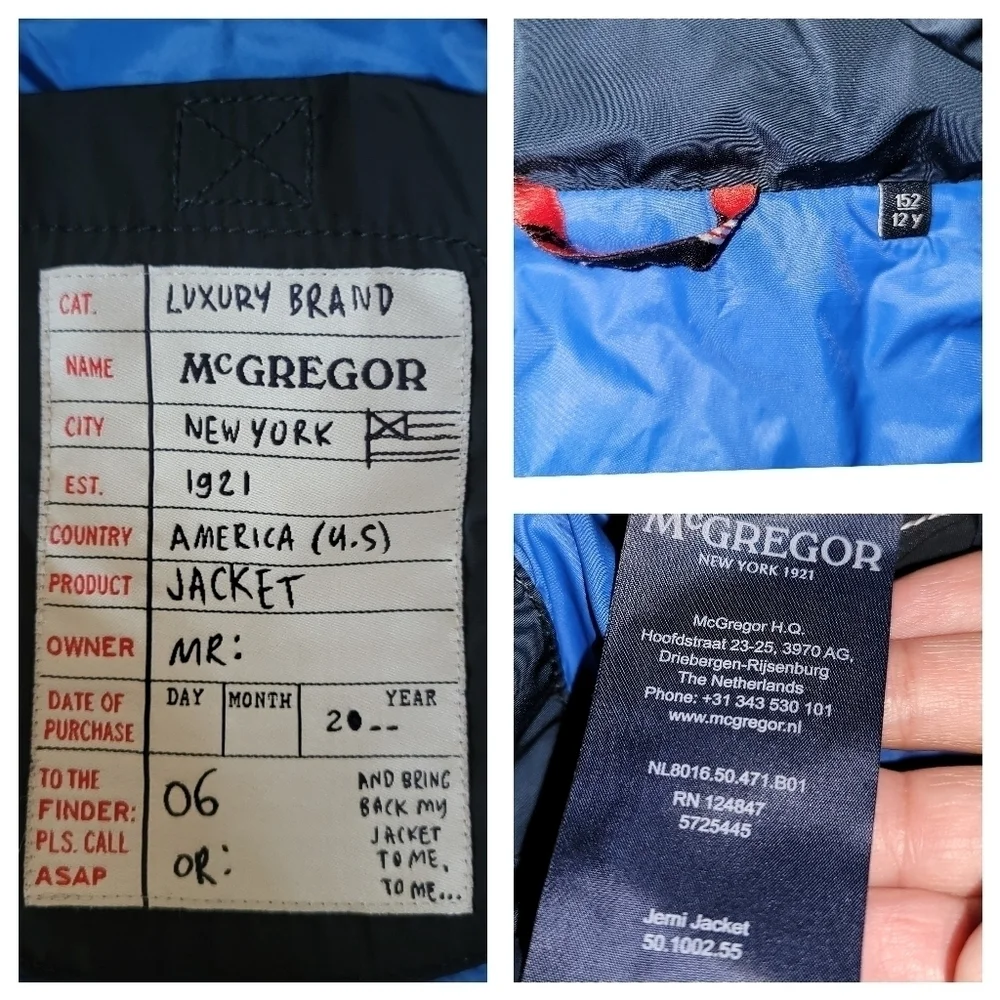 American Boys Mc Gregor Jemi Jacket Youth Sz 12 Blue Reversible Detachable Hoody